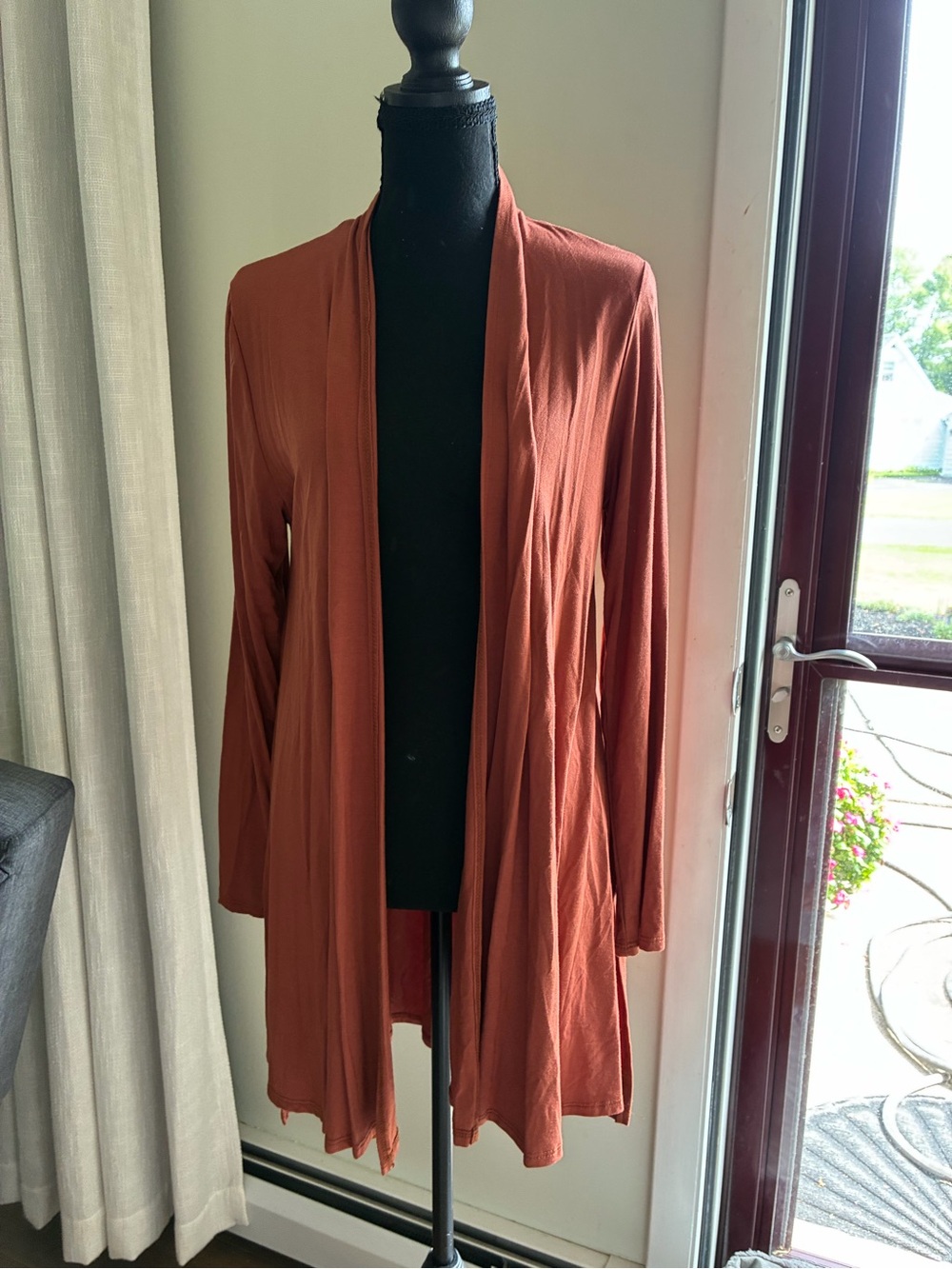 Azules Rust Open-Front Long Sleeve Cardigan